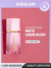 SHEGLAM Color Bloom Liquid Blush Matte Finish-Love Cake  Gel Cream Blush  Long Lasting Non-Fading Highly Pigmented Lightweight Long Wear Smooth Blusher