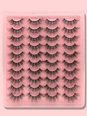 20pairs 3D Silk False Eyelashes Eye Tail Stretch-Pink