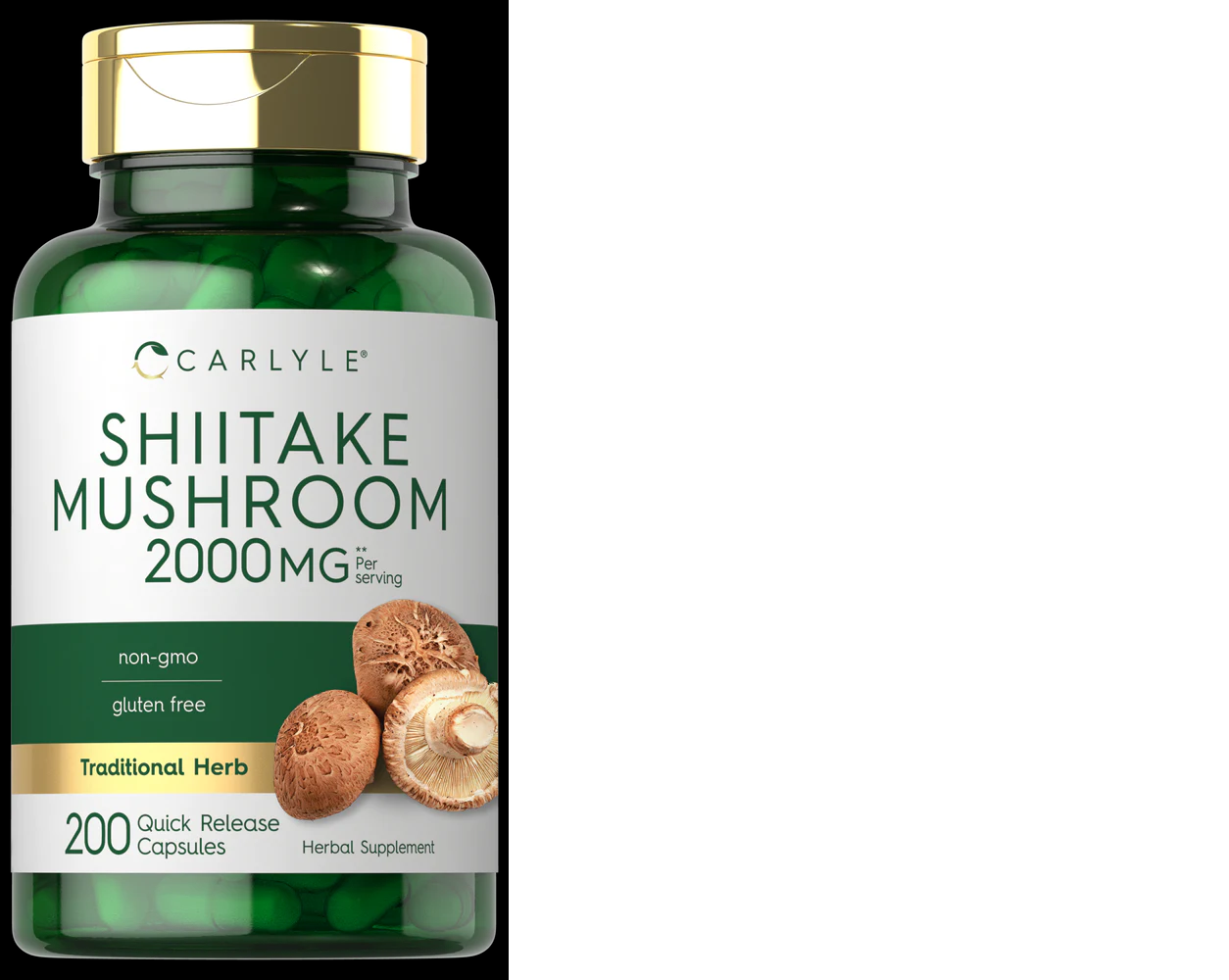 Shiitake Mushroom Extract | 2000mg | 200 Capsules | Non-GMO, Gluten Free | by Carlyle