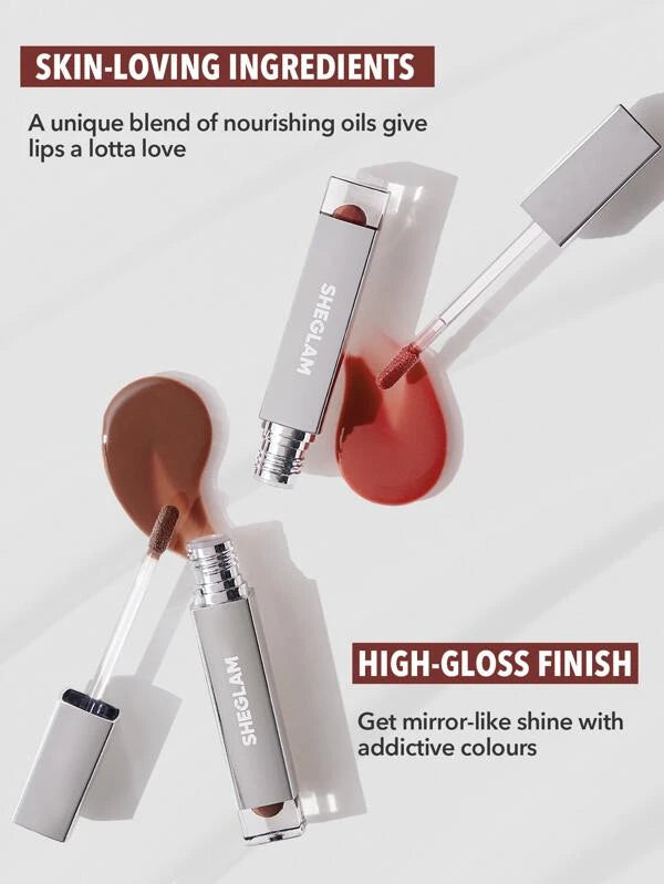 SHEGLAM Glaze Daze Lip Gloss-Mocha Cake  Shiny Tinted Lip Gloss High Gloss Finish Plumping Lip Care Nourishing Not Easy to Fade Liquid Lip Cosmetics
