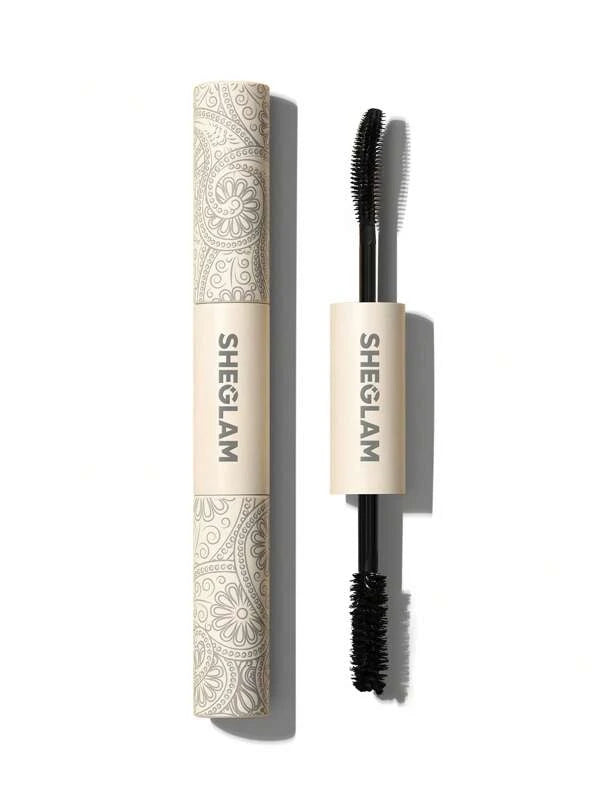 SHEGLAM All-In-One Volume & Length Mascara-Washable Black 2 In 1 Double Head Brush Easy To Remove No Smudge Curling Separation Thick  Black Mascara Eye Makeup