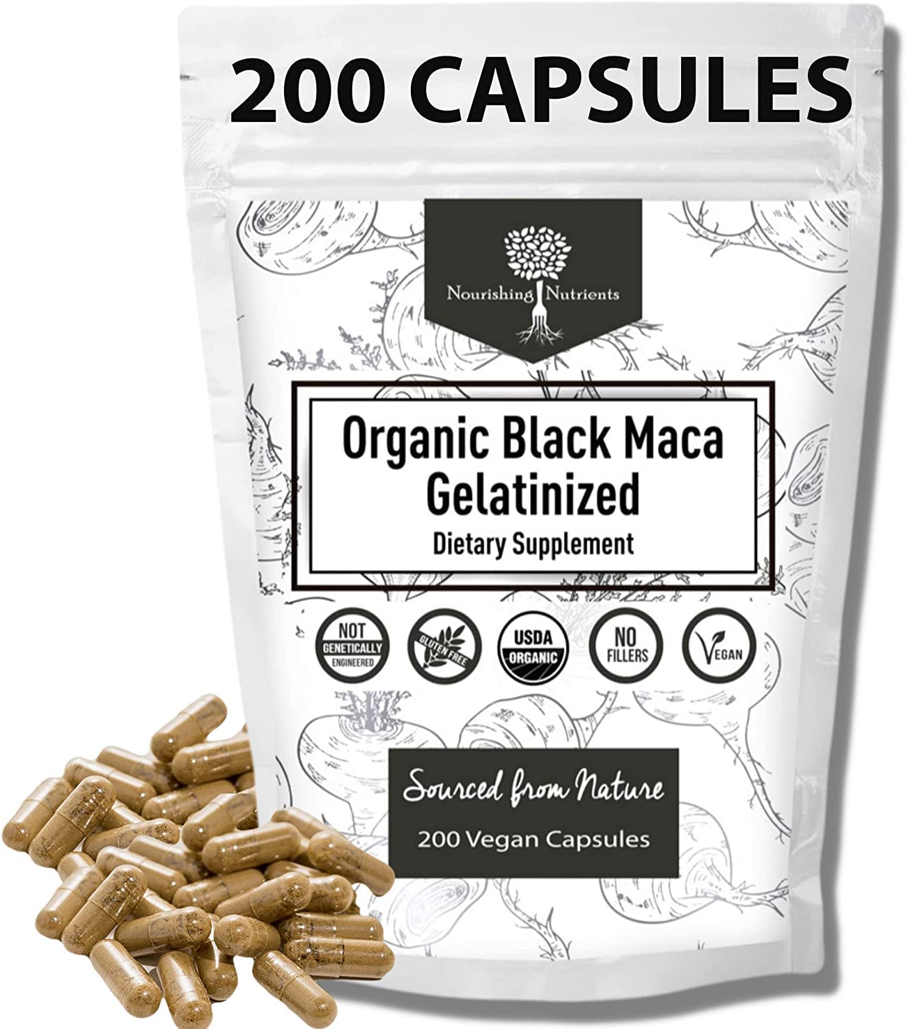 Organic Gelatinized Black Maca – 3X Stronger 200 Maca Root Capsules for Men and Black Maca Root for Women – Natural Energy Supplement for Focus - Stamina...