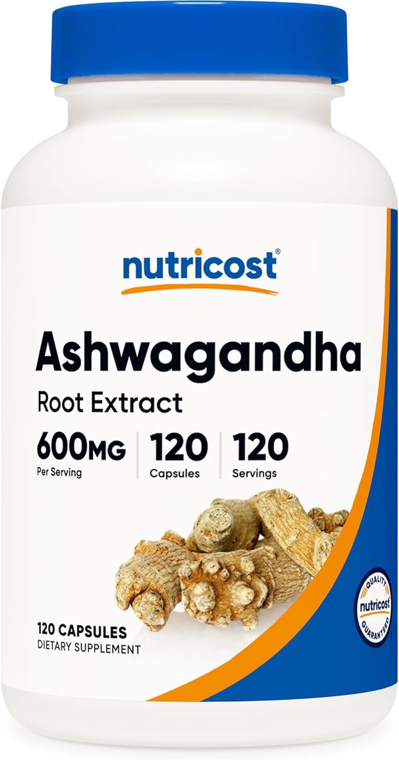 Nutricost Ashwagandha Herbal Supplement 600mg, 120 Capsules - Vegetarian, Non-GMO, Gluten Free, Ashwagandha Root