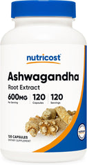 Nutricost Ashwagandha Herbal Supplement 600mg, 120 Capsules - Vegetarian, Non-GMO, Gluten Free, Ashwagandha Root