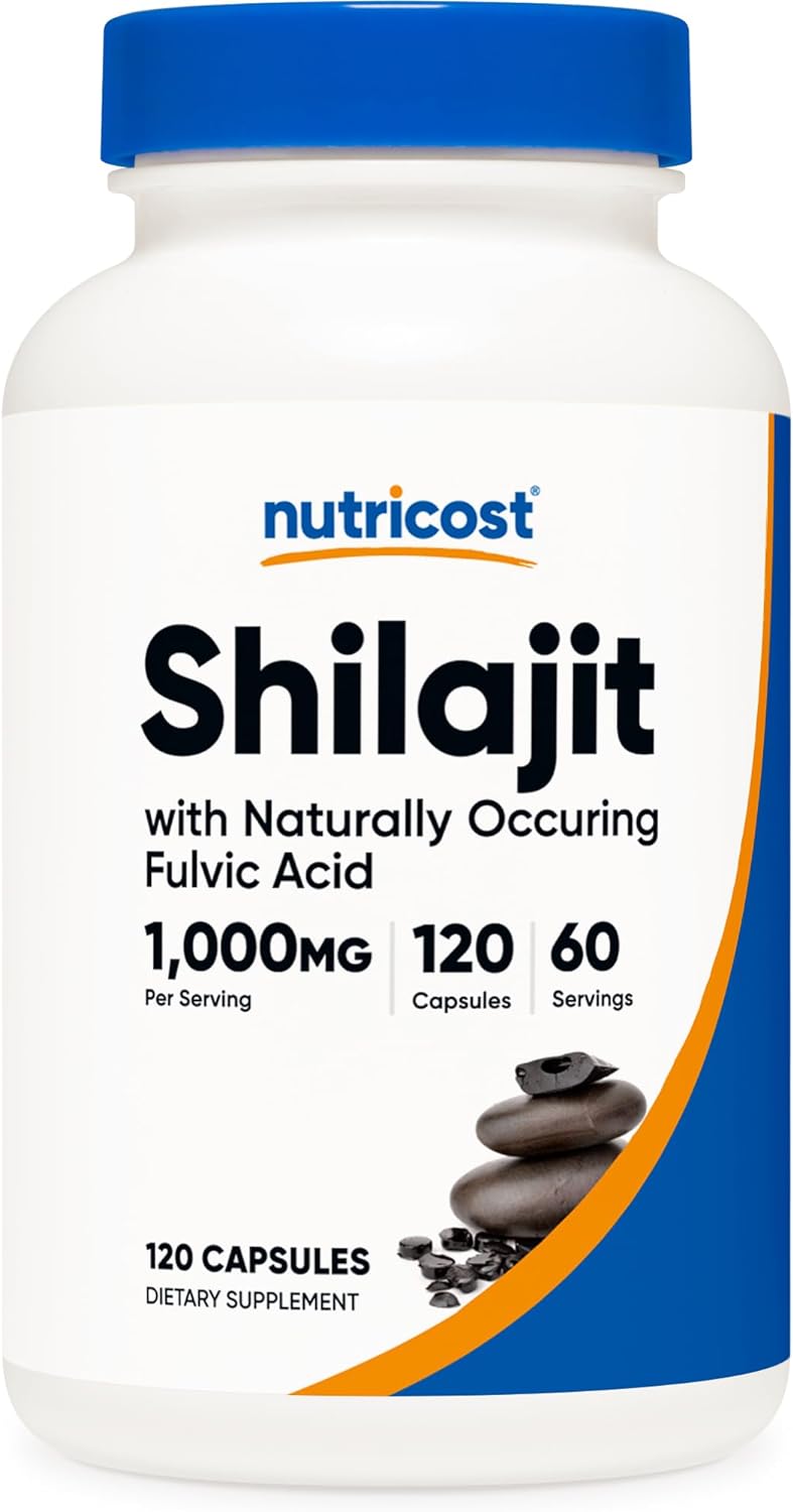 Nutricost Shilajit Capsules (1,000 mg Shilajit Per Serving), 120 Capsules | Shilajit Extract with Naturally Occuring Fulvic Acid - 60 Servings, Gluten Free, Non-GMO, Vegan Friendly Dietary Supplement