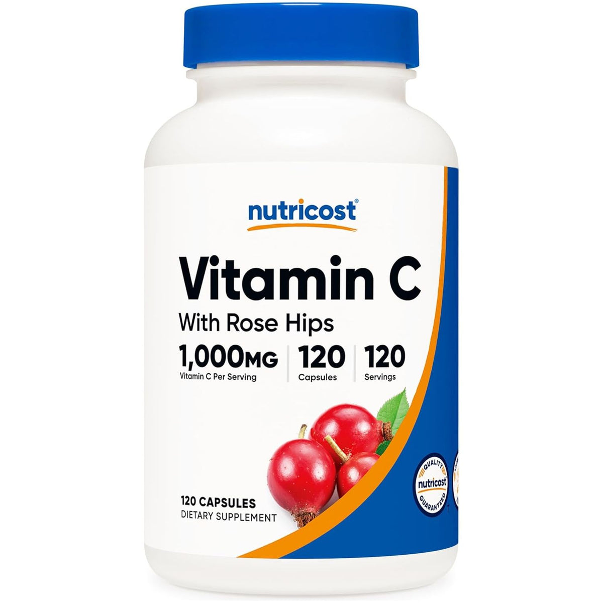 Nutricost Vitamin C with Rose HIPS 1025mg, 120 Capsules - Vitamin C 1000mg, Rose HIPS 25mg, Premium, Non-GMO, Gluten Free Supplement