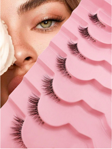 Pairs Half Lashes Natural Look With Clear Band Wispy Fluffy Cat Eye Look Natural Short Accent Lashes