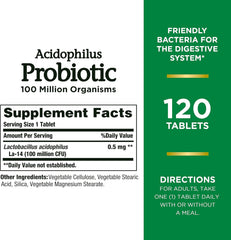 Nature’s Bounty Acidophilus Probiotic, Daily Probiotic Supplement, Supports Digestive Health, 1 Pack, 120 Tablets