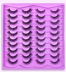 20pairs 3D Silk False Eyelashes Eye Tail Stretch-Purple