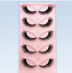 5 Pairs/Pack Natural Fluffy Volume False Eyelashes Dramatic Messy Mink Lashes Wispy Long 8D Volume Fake Eyelash Strips Foxy Eye Lifting Look Eyelash Extension Kit Full Eyelash Strip To Lengthen And Volumize