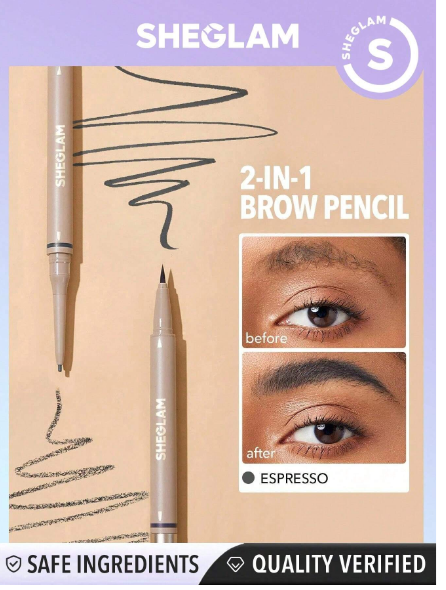 SHEGLAM Brows On Demand 2-In-1 Brow Pencil - Espresso Waterproof Liquid Eyebrow Pen Sweat- proof