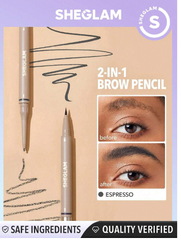 SHEGLAM Brows On Demand 2-In-1 Brow Pencil - Espresso Waterproof Liquid Eyebrow Pen Sweat- proof