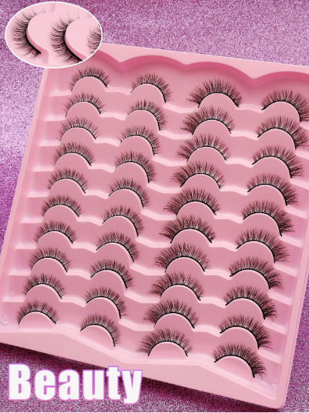 AYRMILLA 20 Pairs Mix Natural False Eyelashes Fluffy Soft Dramatic 3D Mink Eye Black Thin And Long Eyelashes