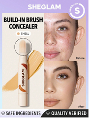 SHEGLAM Perfect Skin High Coverage Concealer-Shell 20 Shades Liquid Concealer Brush Moisturizing