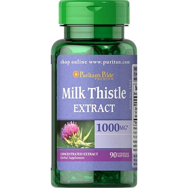 Puritans Pride Milk Thistle 4:1 Extract 1000 Mg (silymarin), 90 Count