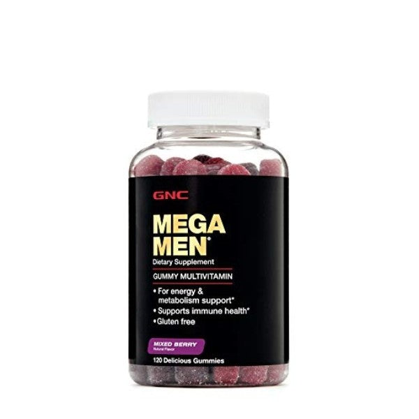 GNC Mega Men Gummy Multivitamin for Energy, Metabolism Immune Support, Mixed Berry - 120 Count