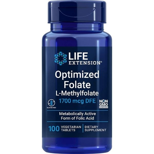 Life Extension Optimized Folate (L-Methylfolate) 1700mcg, 100 Vegetarian Tablets
